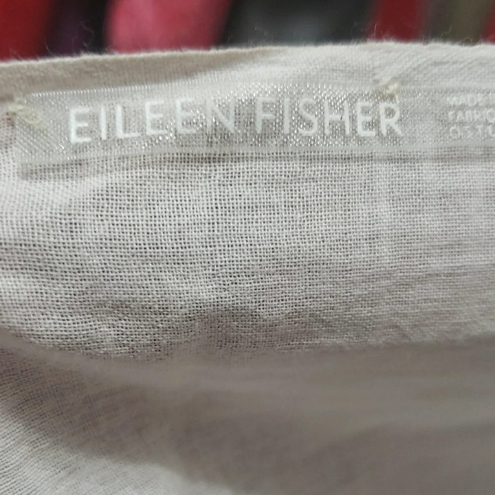 Eileen Fisher Pink and Beige Scarf with Pom‎ Pom Trim